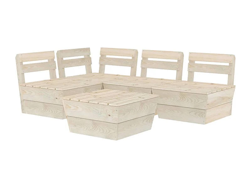 Salon de jardin palette 5 pcs Bois d'épicéa imprégné