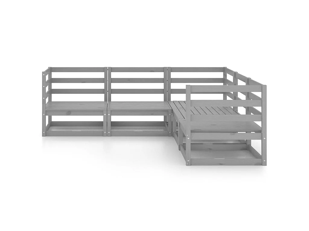 Salon de jardin 5 pcs Gris Bois de pin massif 9