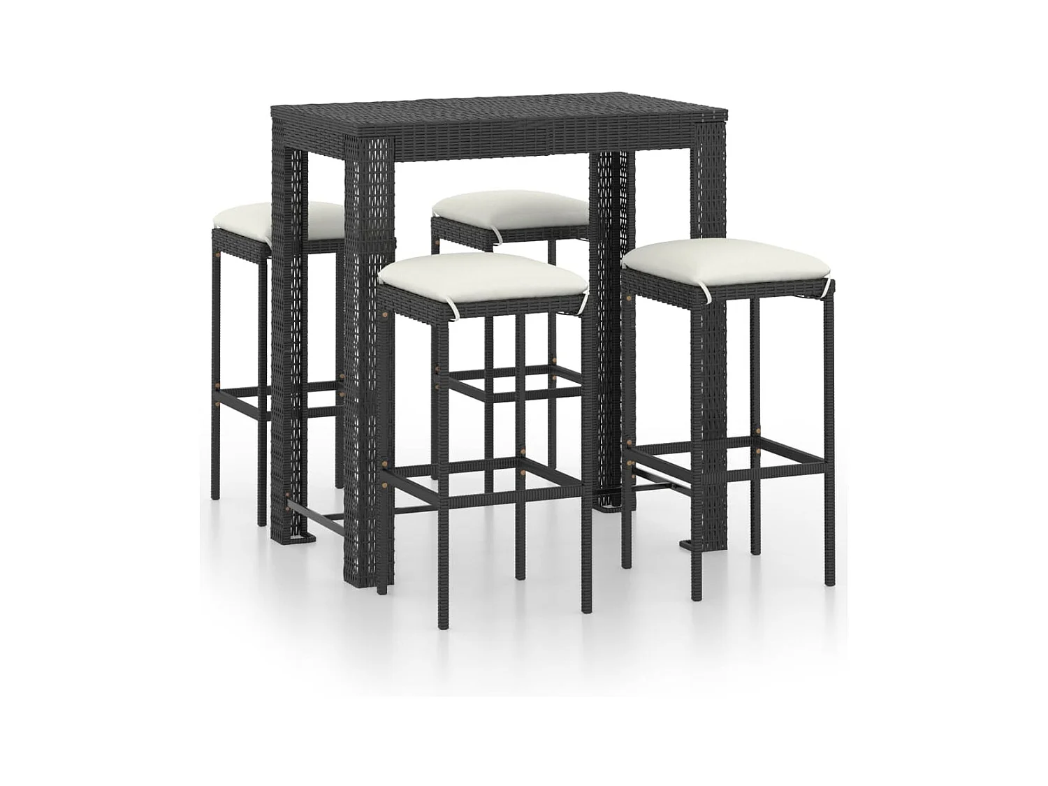 Ensemble de bar de jardin 5 pcs et coussins Résine tressée Noir 4