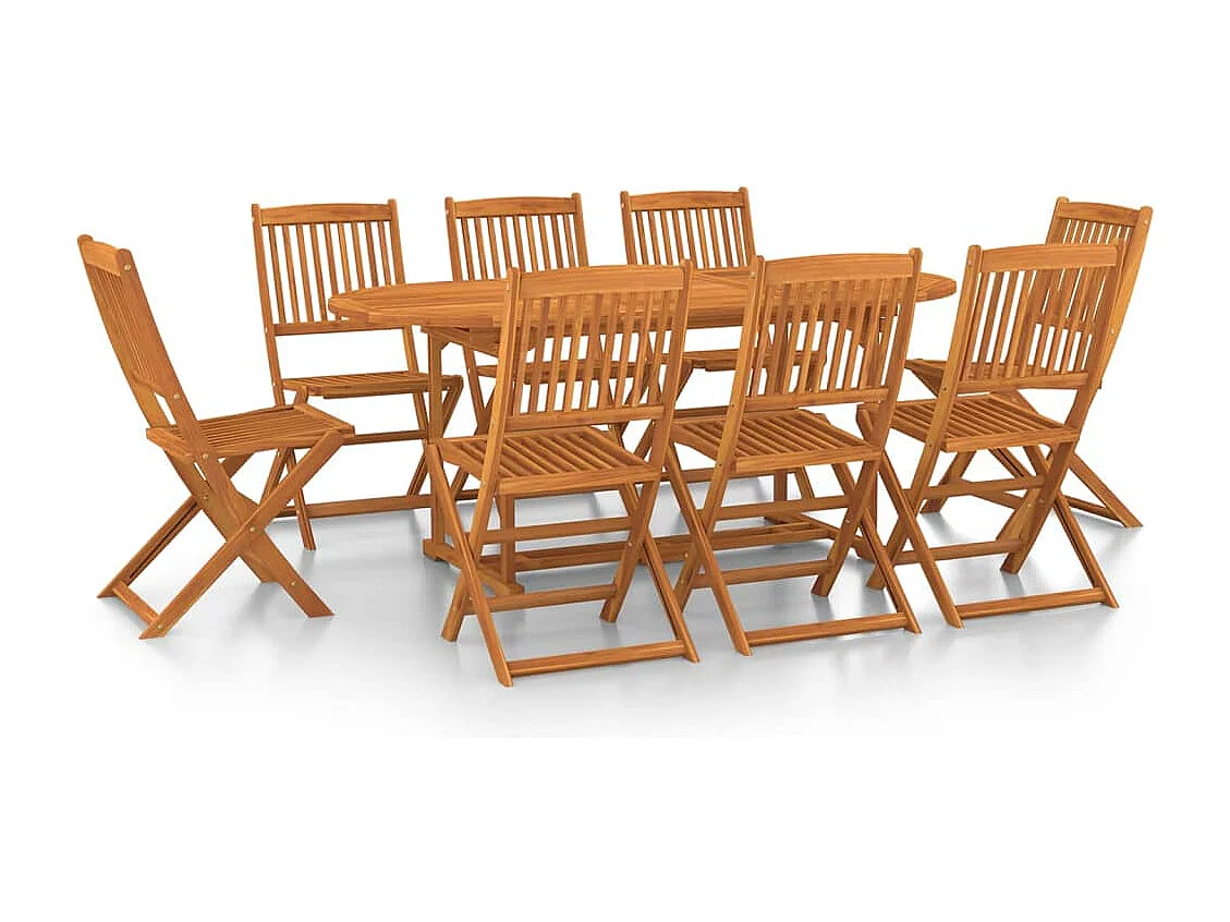Mobilier à dîner de jardin 9 pcs Bois d'acacia massif