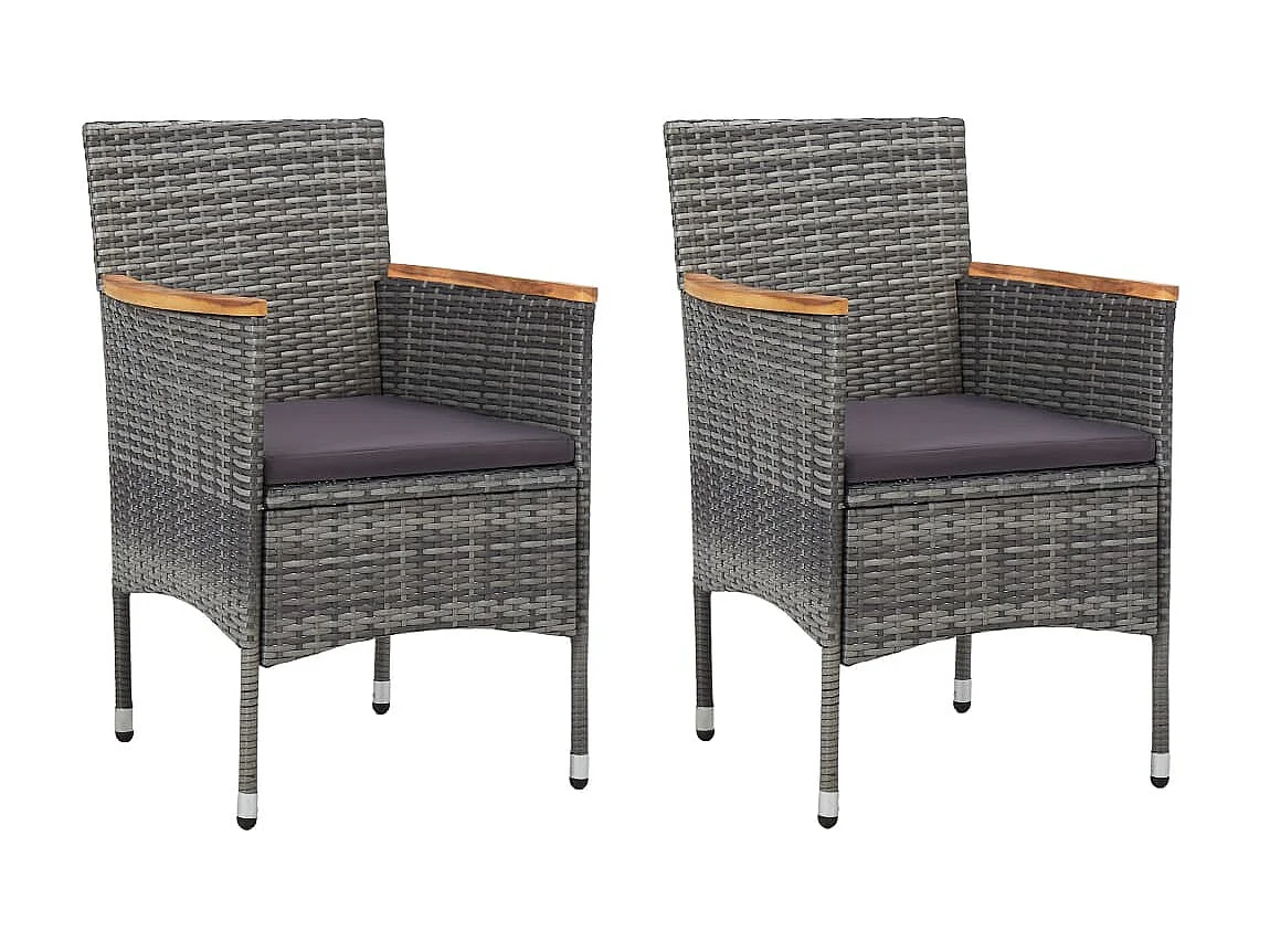 Ensemble de bistro 3 pcs Résine tressée et bois d'acacia Gris 2