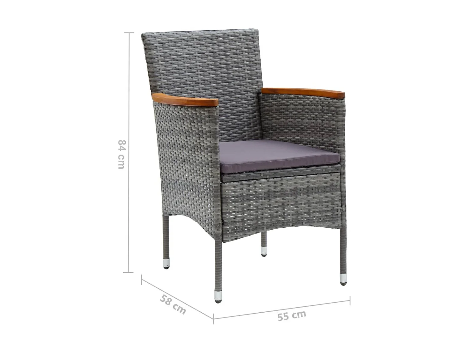 Ensemble de bistro 3 pcs Résine tressée et bois d'acacia Gris 2