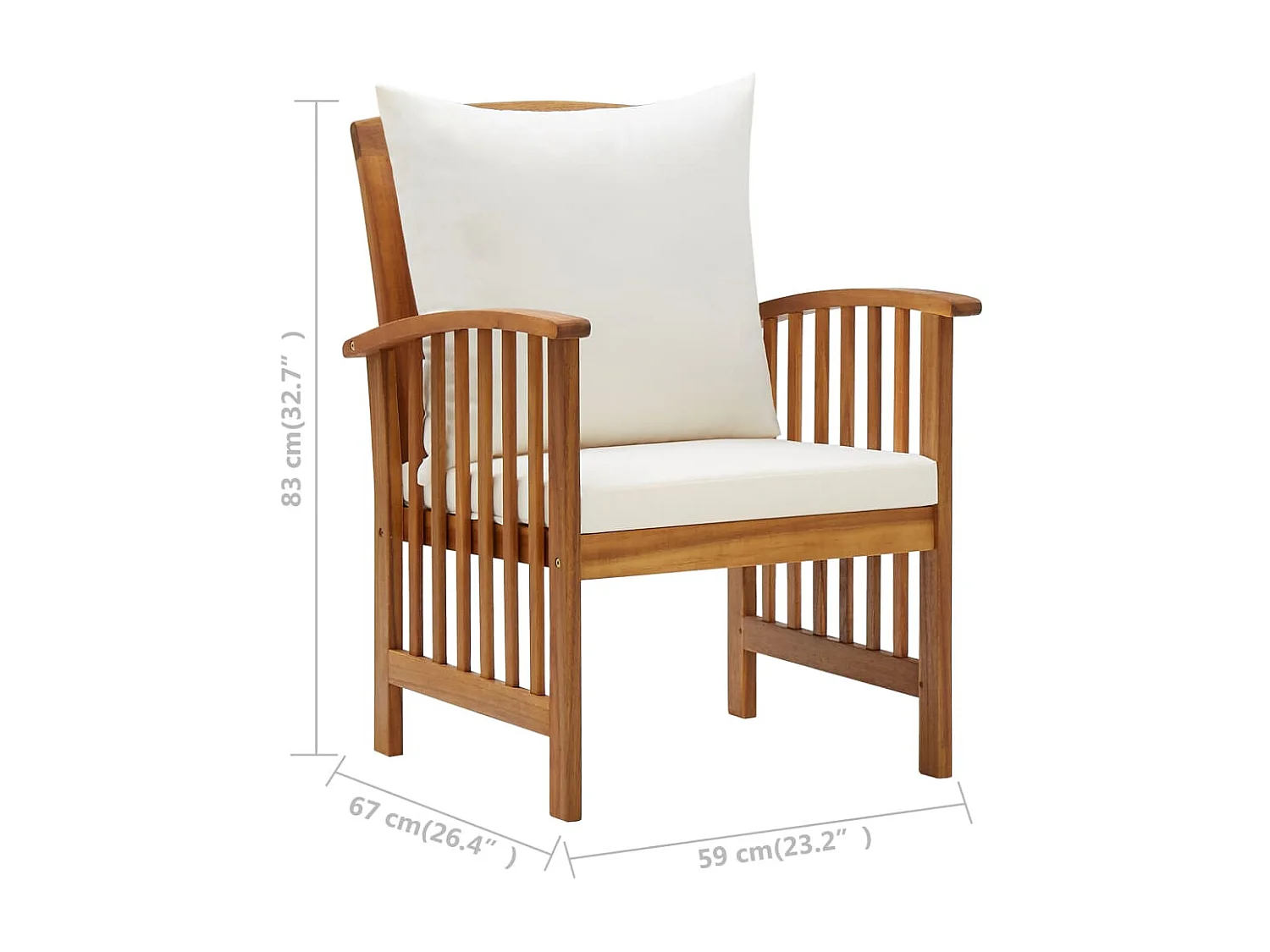 Salon de jardin 5 pcs avec coussins Bois d'acacia solide 8