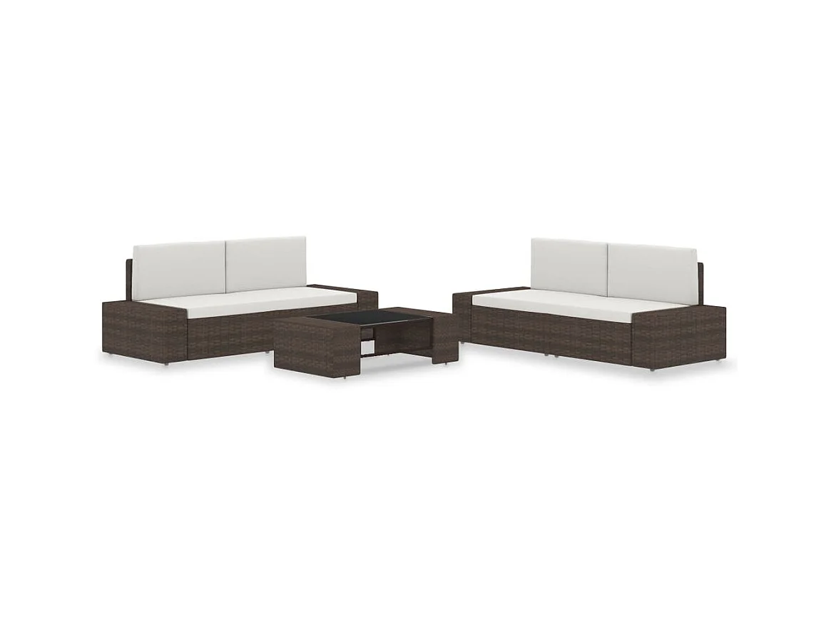 Salon de jardin 5 pcs Résine tressée Marron 2