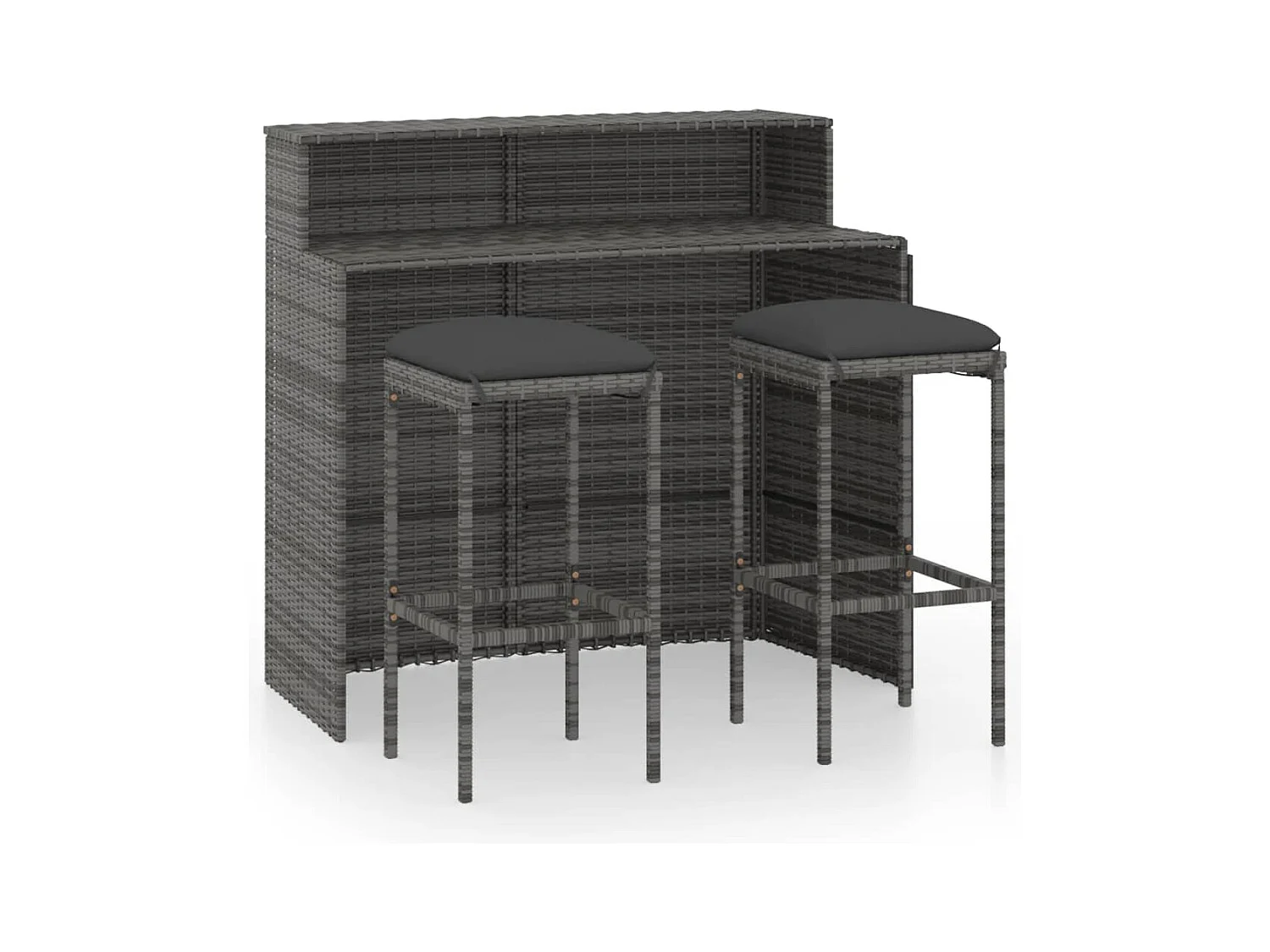 Ensemble de bar de jardin avec coussins 3 pcs Gris