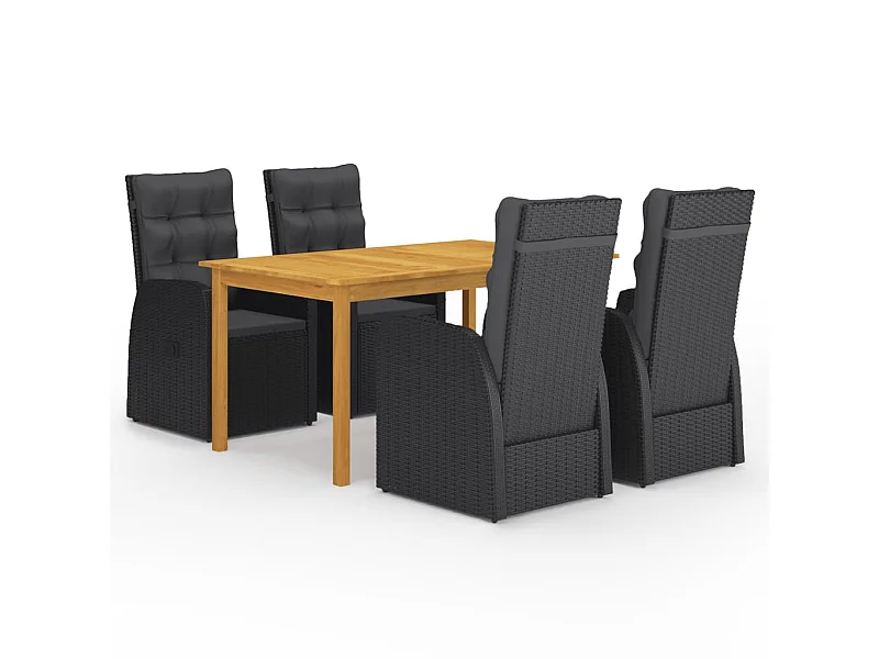 Ensemble de salle à manger de jardin 5 pcs Noir 61