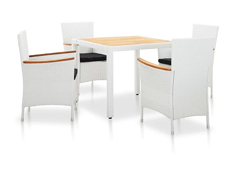 Salon de jardin 5 pcs Résine tressée Blanc 2