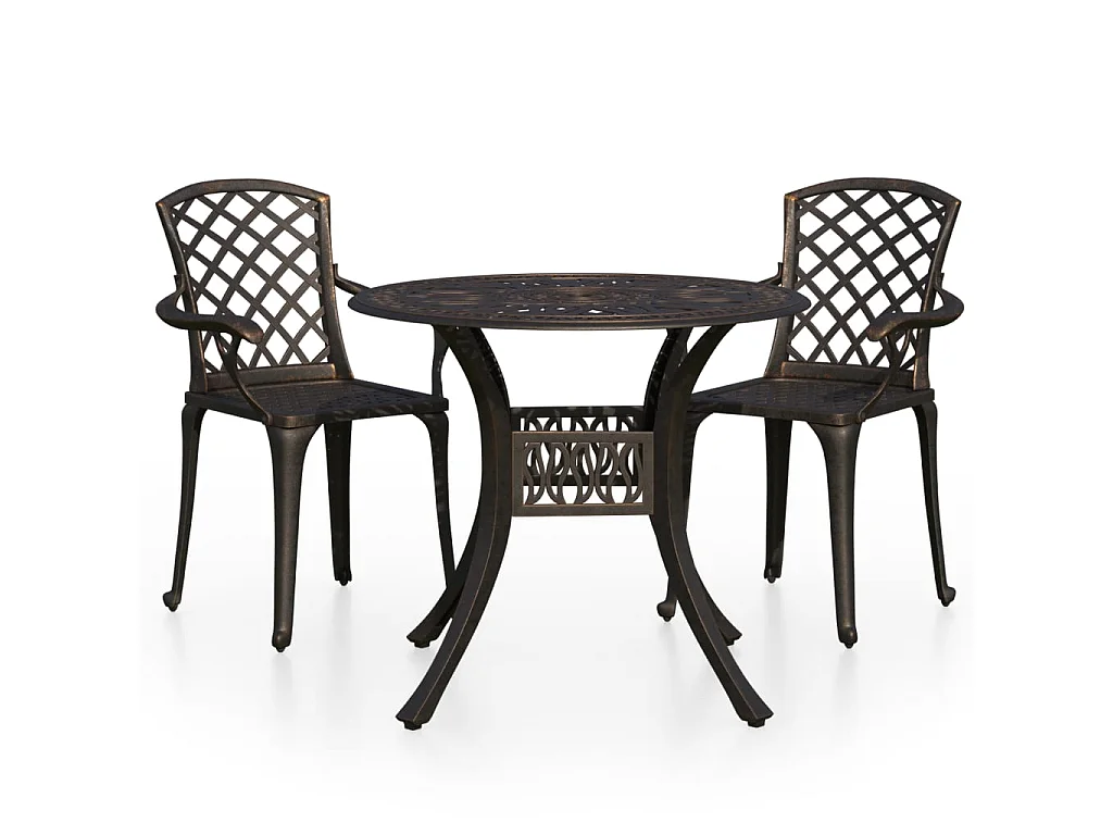 Ensemble de bistro 3 pcs Aluminium coulé Bronze
