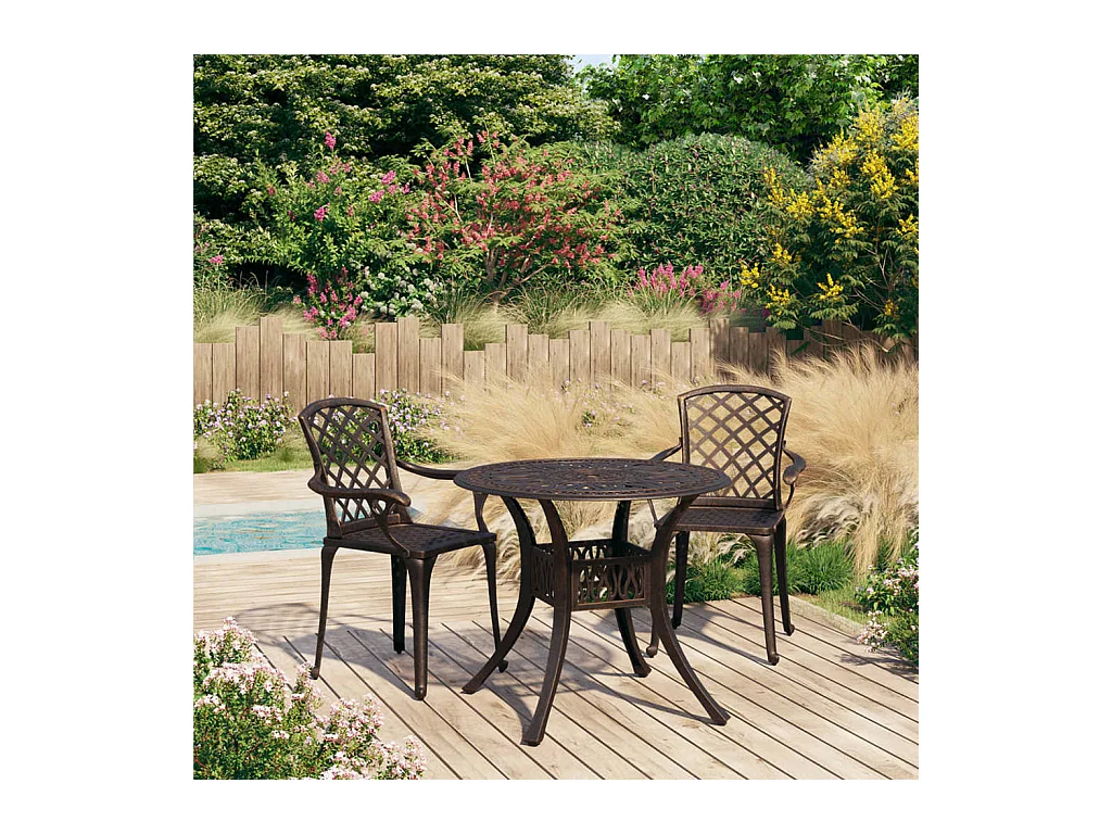Ensemble de bistro 3 pcs Aluminium coulé Bronze