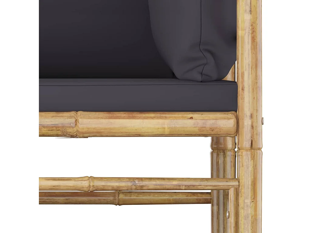 Salon de jardin 5 pcs avec coussins gris foncé Bambou 2