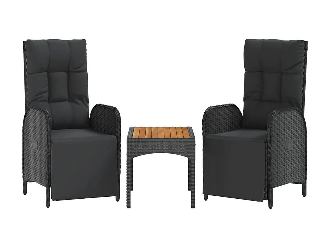 Ensemble de salle à manger de jardin 4 pcs avec coussins noir