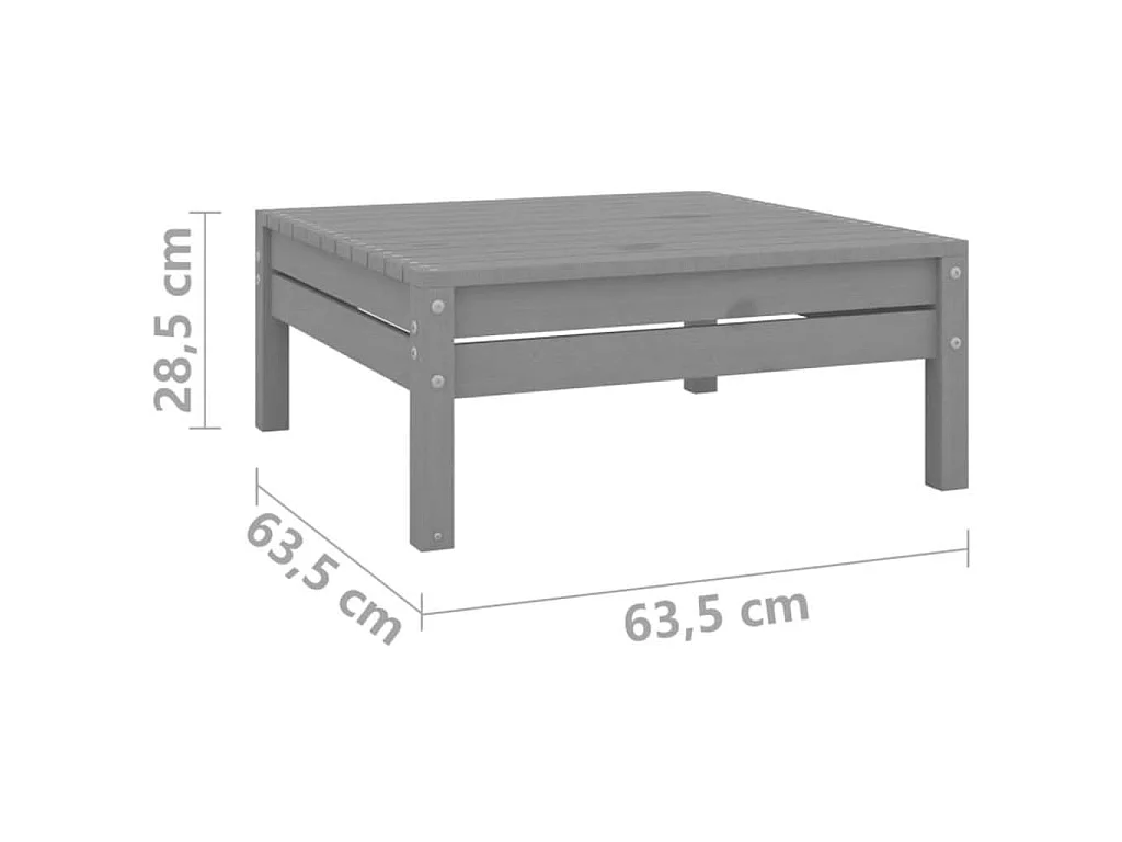 Repose-pied de jardin Gris Bois de pin solide