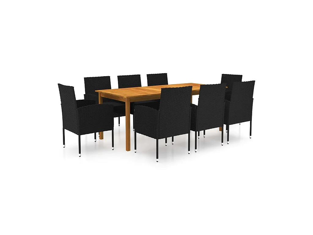 Ensemble de salle à manger de jardin 9 pcs Noir 39
