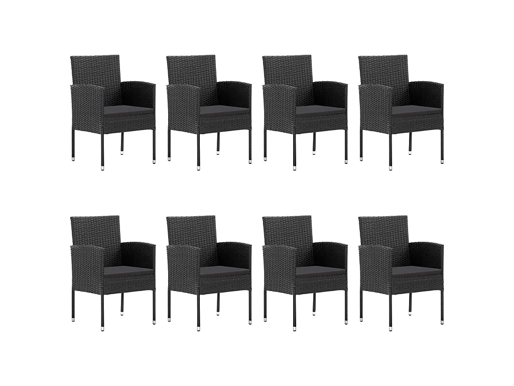 Ensemble de salle à manger de jardin 9 pcs Noir 39