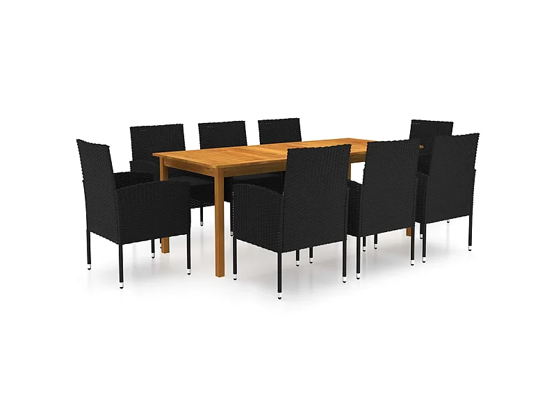 Ensemble de salle à manger de jardin 9 pcs Noir 39