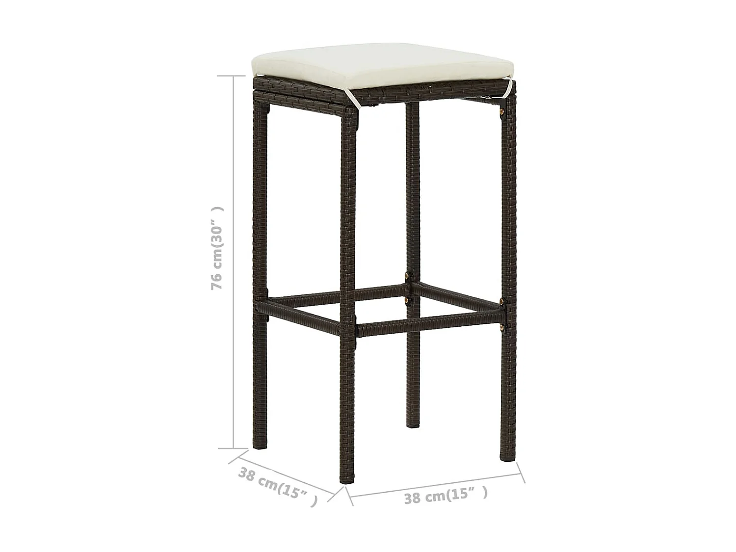 Ensemble de bar de jardin avec coussins 3 pcs Marron