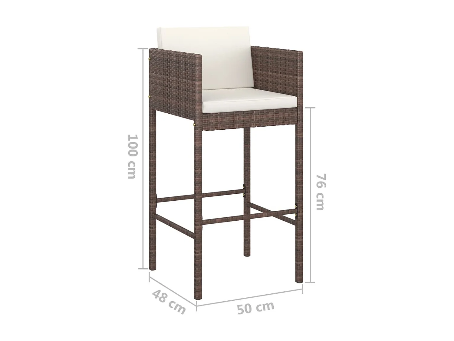 Ensemble bar de jardin 5 pcs et coussins Résine tressée Marron 4