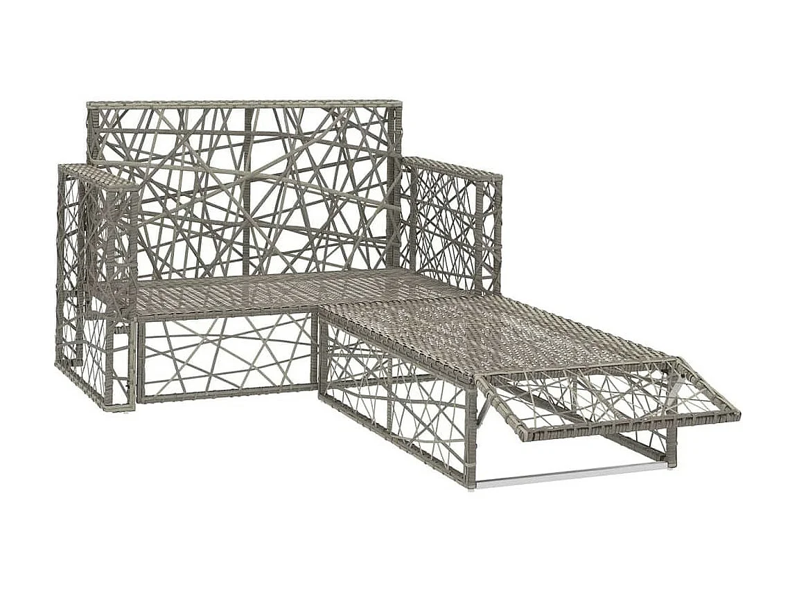 Salon de jardin 2 pcs avec coussins Résine tressée Gris 4