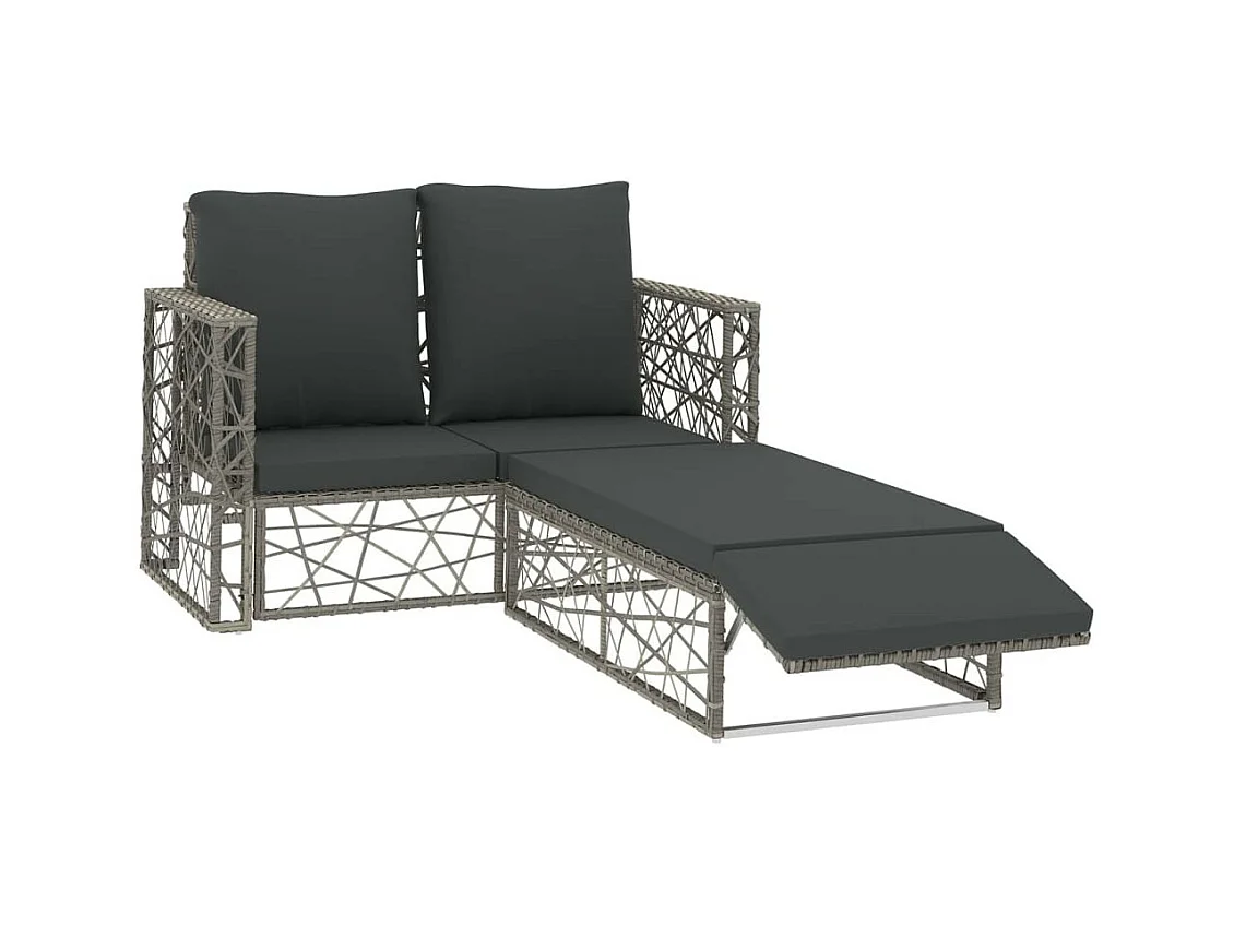 Salon de jardin 2 pcs avec coussins Résine tressée Gris 4