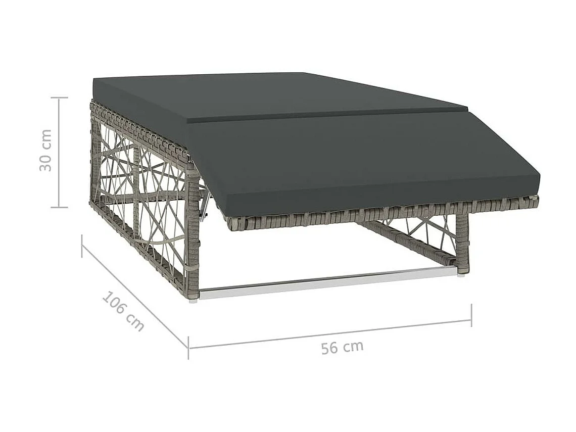 Salon de jardin 2 pcs avec coussins Résine tressée Gris 4