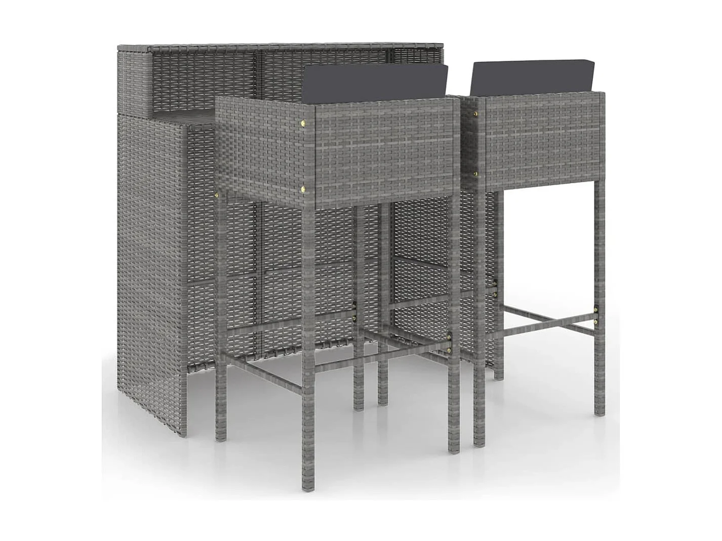 Ensemble de bar de jardin 3 pcs et coussins Résine tressée Gris 10