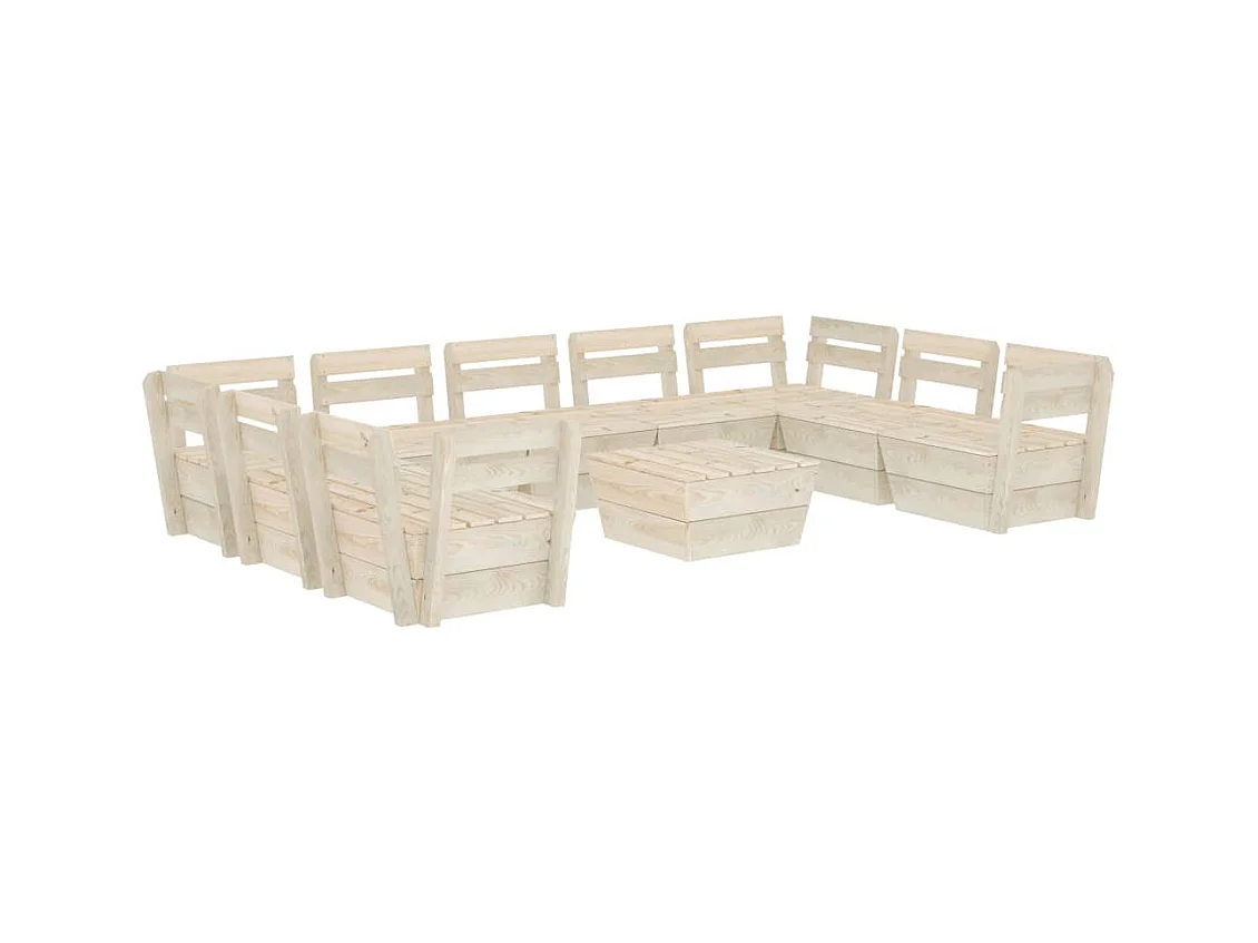 Salon de jardin palette 10 pcs Bois d'épicéa imprégné