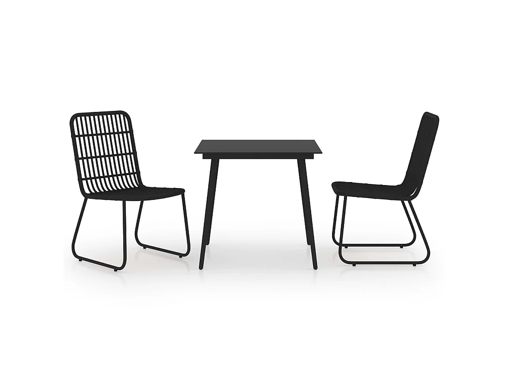 Ensemble à dîner d'extérieur 3 pcs Résine tressée et verre 3