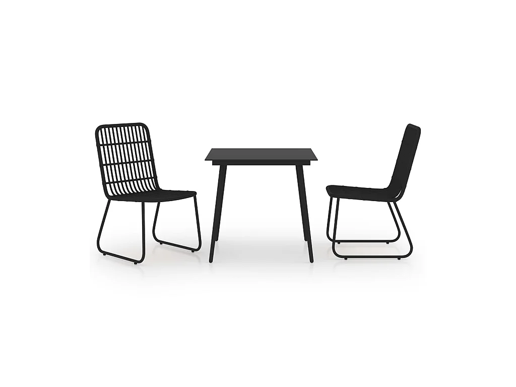 Ensemble à dîner d'extérieur 3 pcs Résine tressée et verre 3