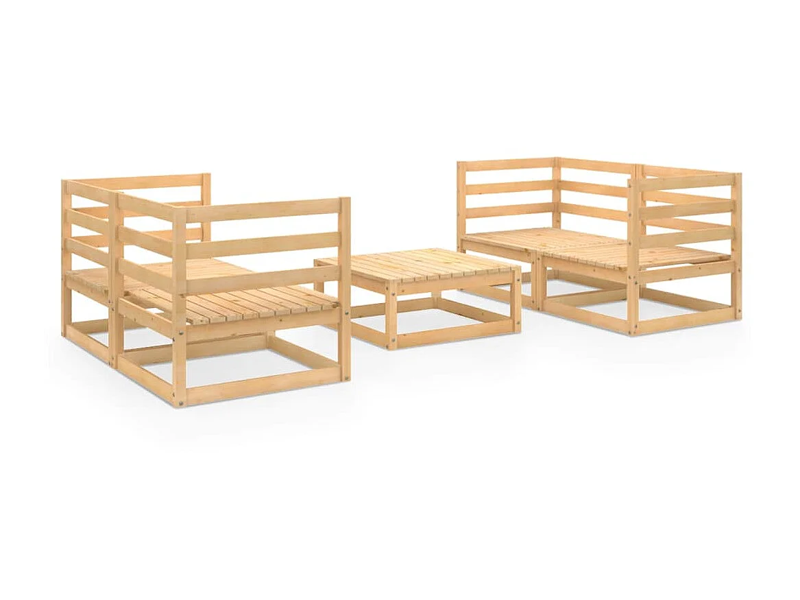 Salon de jardin 5 pcs Bois de pin massif 4