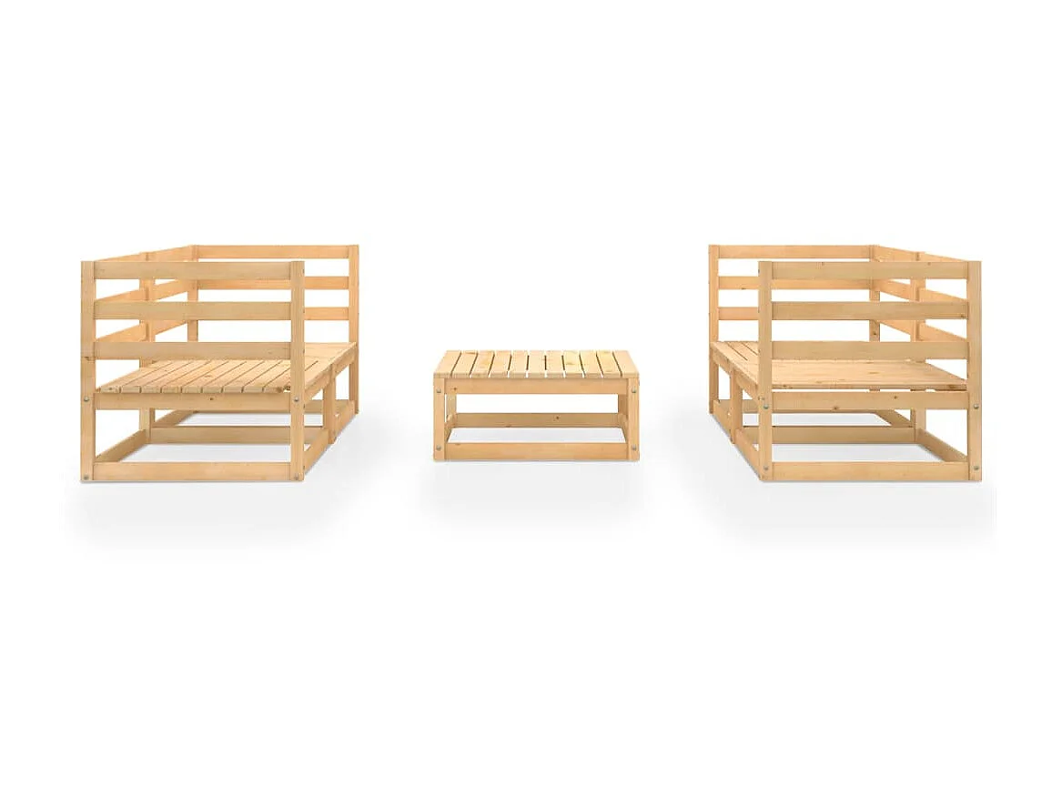 Salon de jardin 5 pcs Bois de pin massif 4