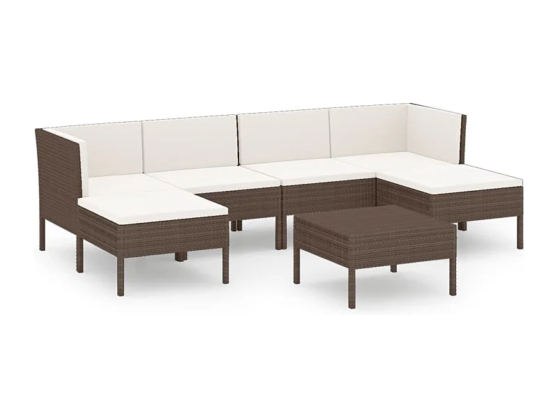 Salon de jardin 7 pcs avec coussins Résine tressée Marron 37