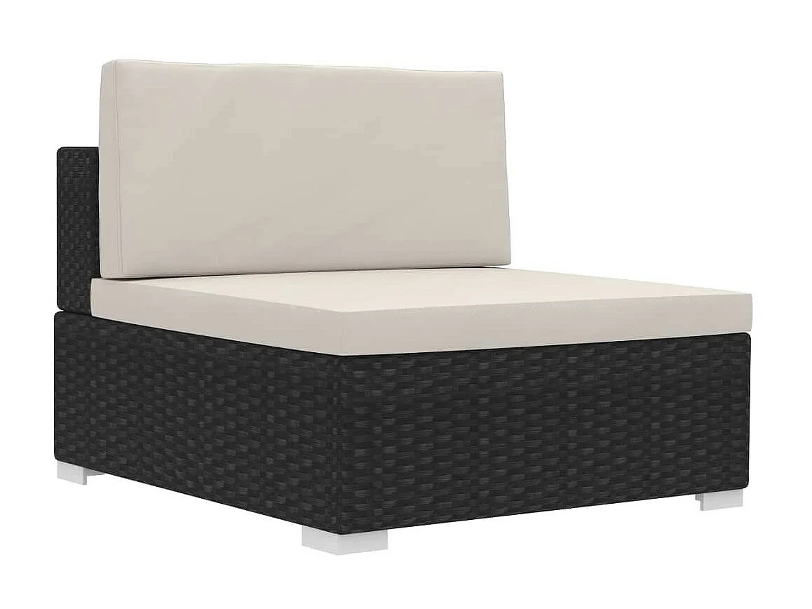 Canapés de jardin 4 pcs avec coussins Résine tressée Noir