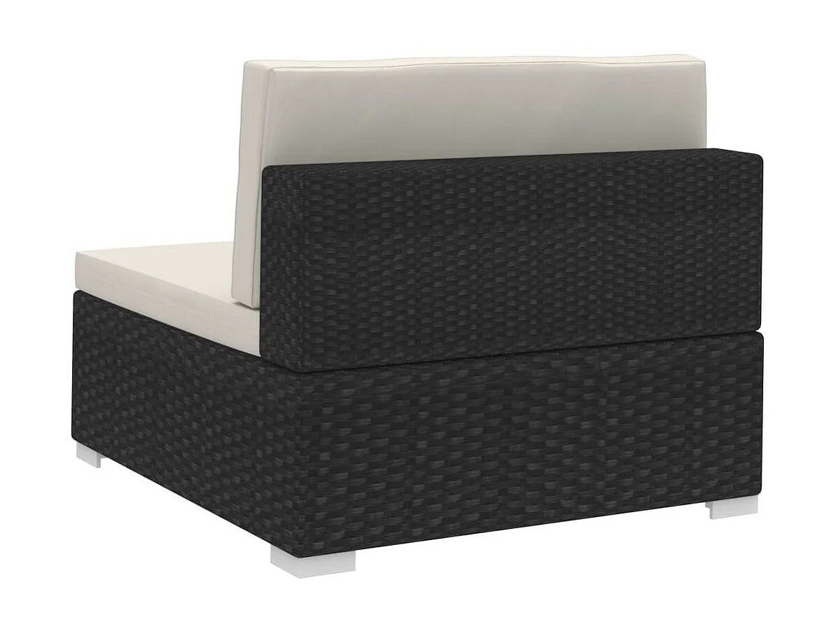 Canapés de jardin 4 pcs avec coussins Résine tressée Noir