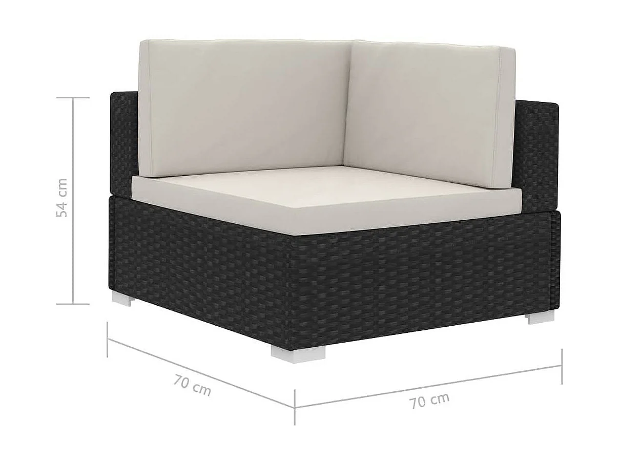 Canapés de jardin 4 pcs avec coussins Résine tressée Noir