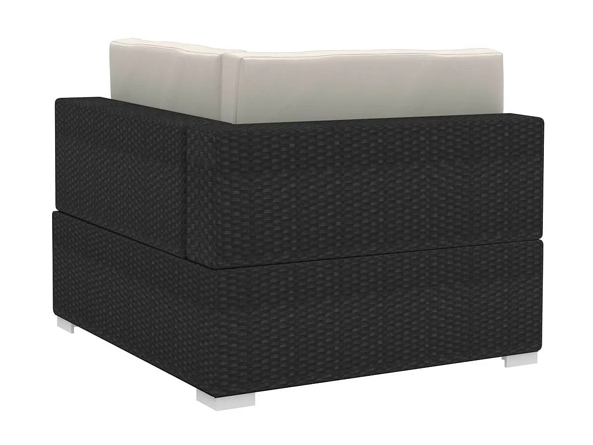 Canapés de jardin 4 pcs avec coussins Résine tressée Noir