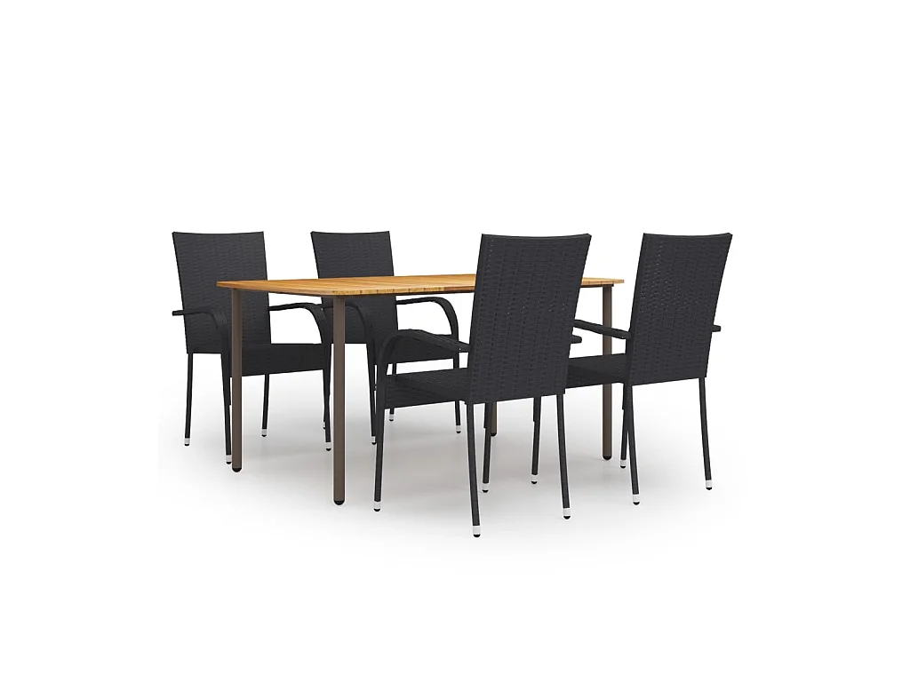 Ensemble de salle à manger de jardin 5 pcs Résine tressée Noir 9