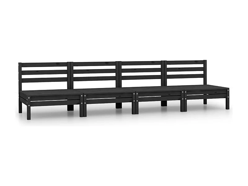 Salon de jardin 4 pcs Noir Bois de pin massif 9