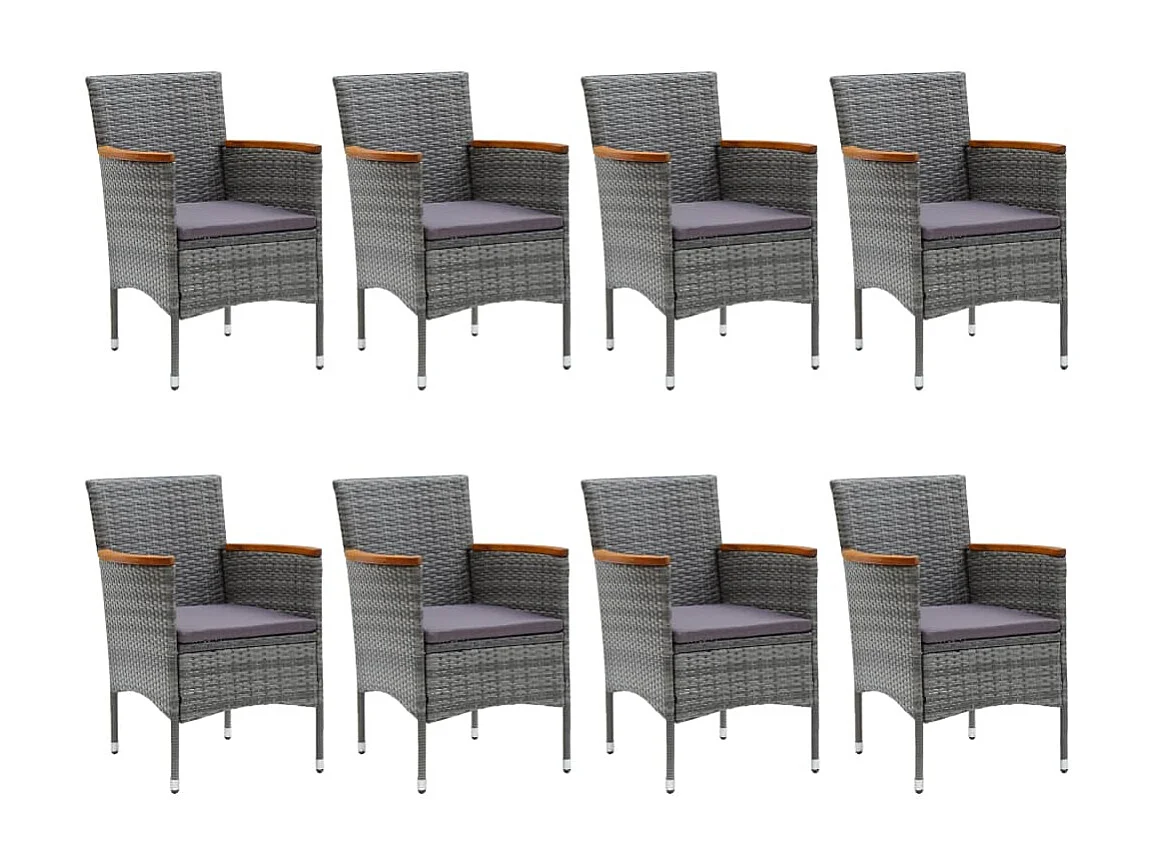 Ensemble à dîner de jardin 9 pcs Résine tressée et acacia Gris