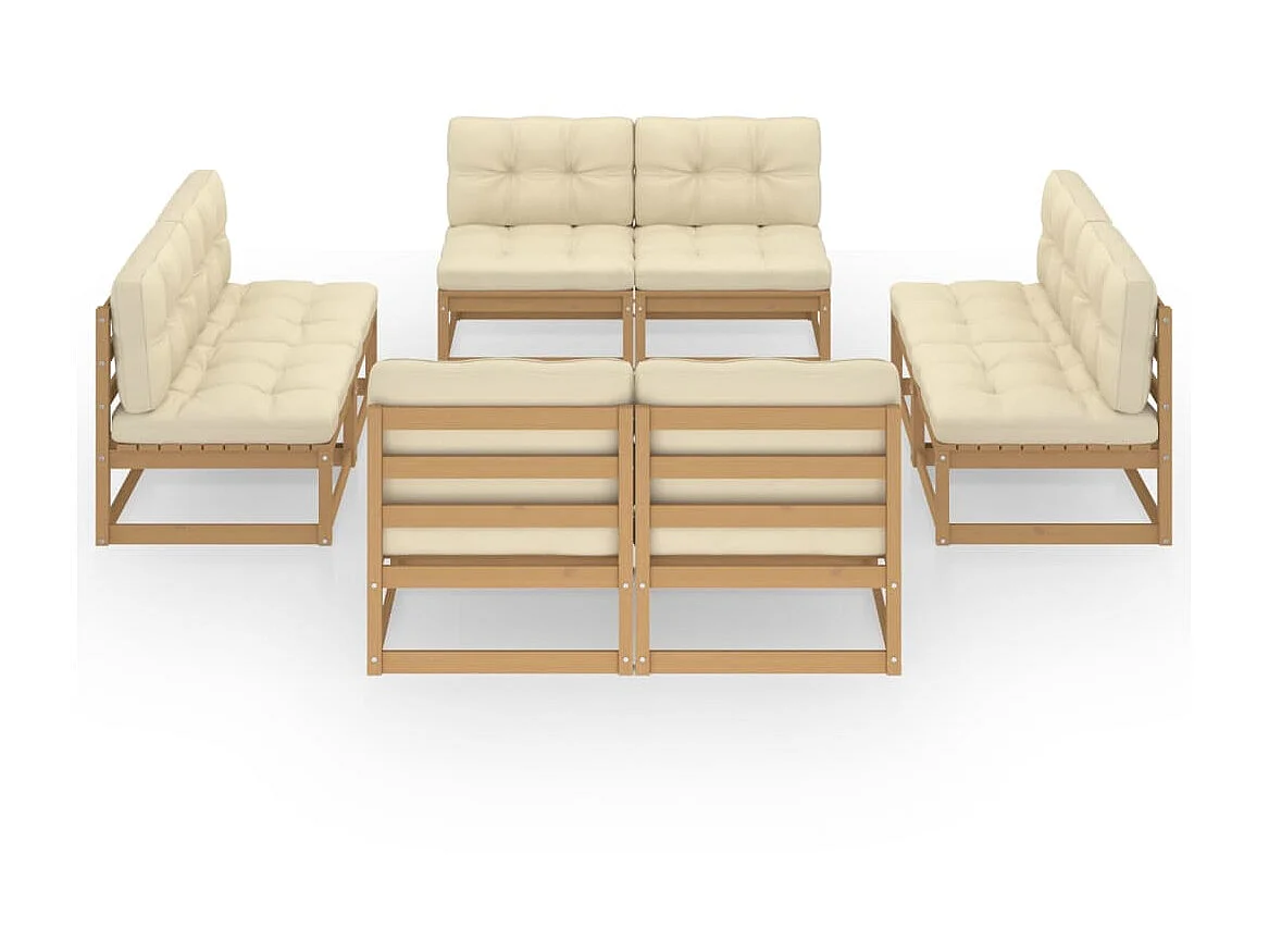 Salon de jardin 8 pcs avec coussins Bois de pin massif 37