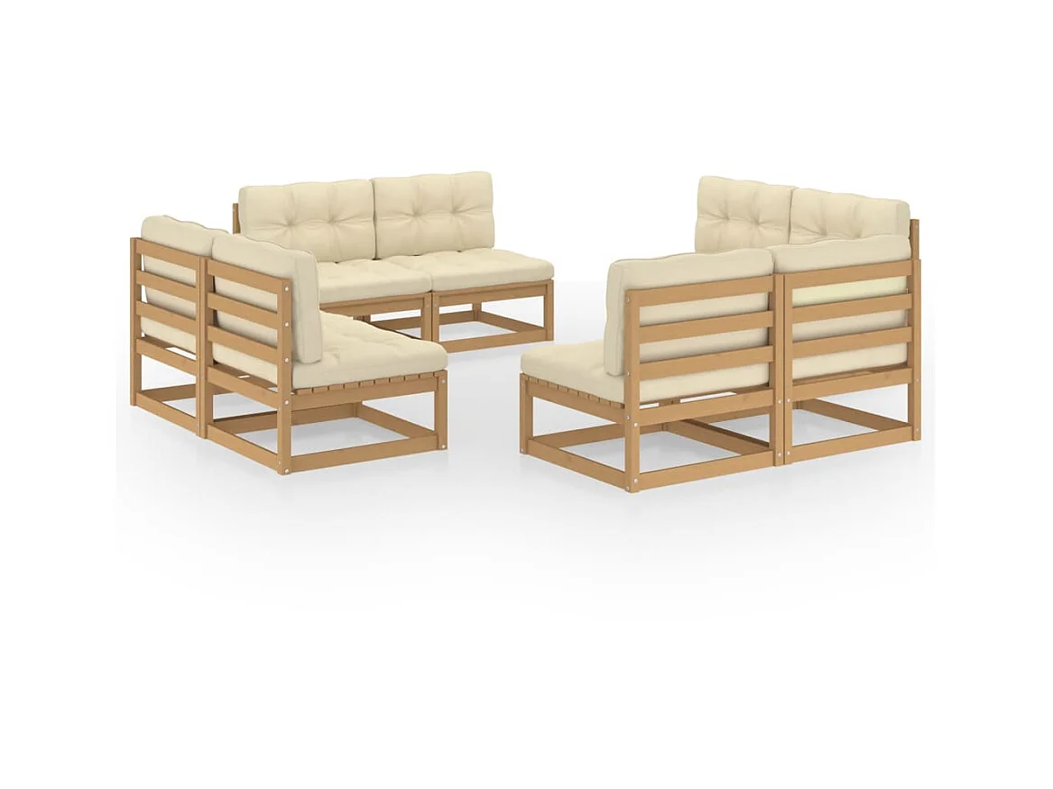 Salon de jardin 8 pcs avec coussins Bois de pin massif 37