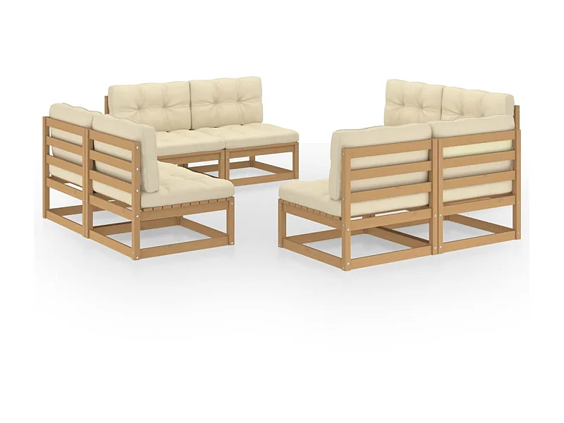 Salon de jardin 8 pcs avec coussins Bois de pin massif 37