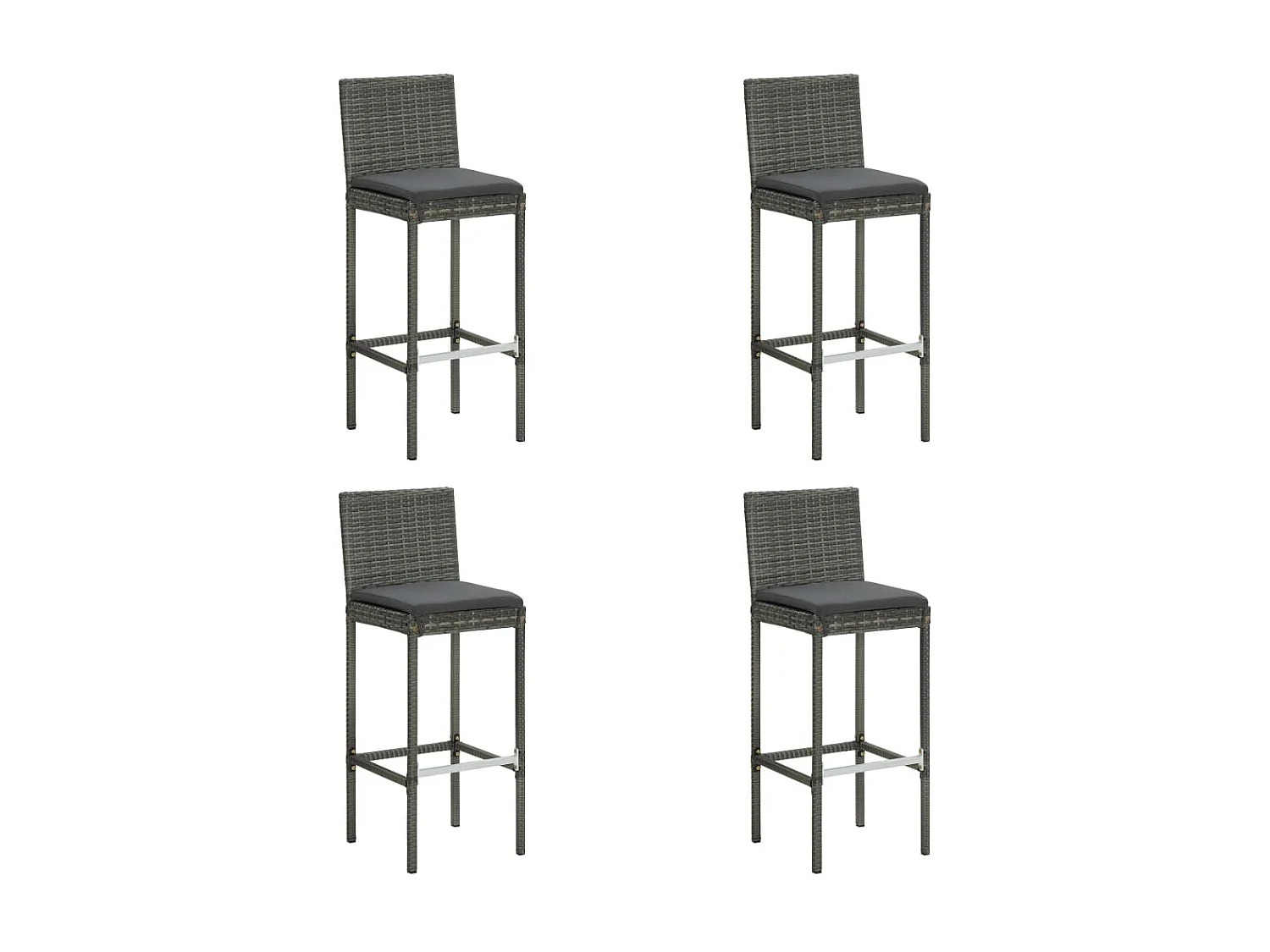 Ensemble de bar de jardin 5 pcs et coussins Résine tressée Gris 12
