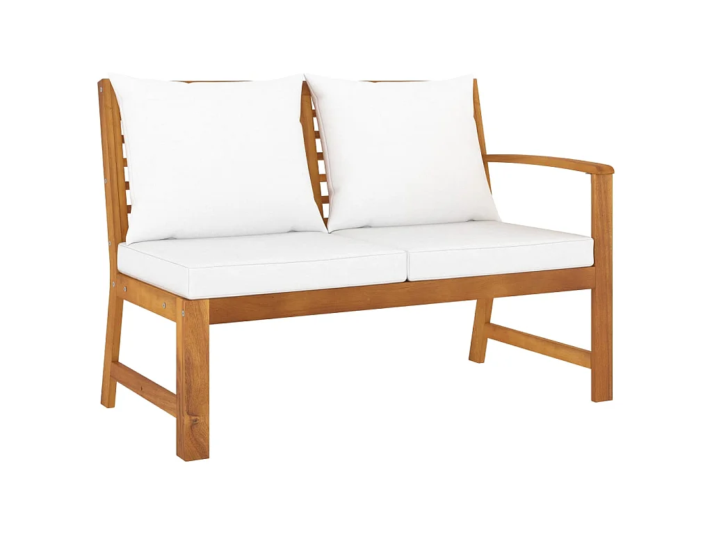 Salon de jardin 5 pcs avec coussin Crème Bois d'acacia solide 5