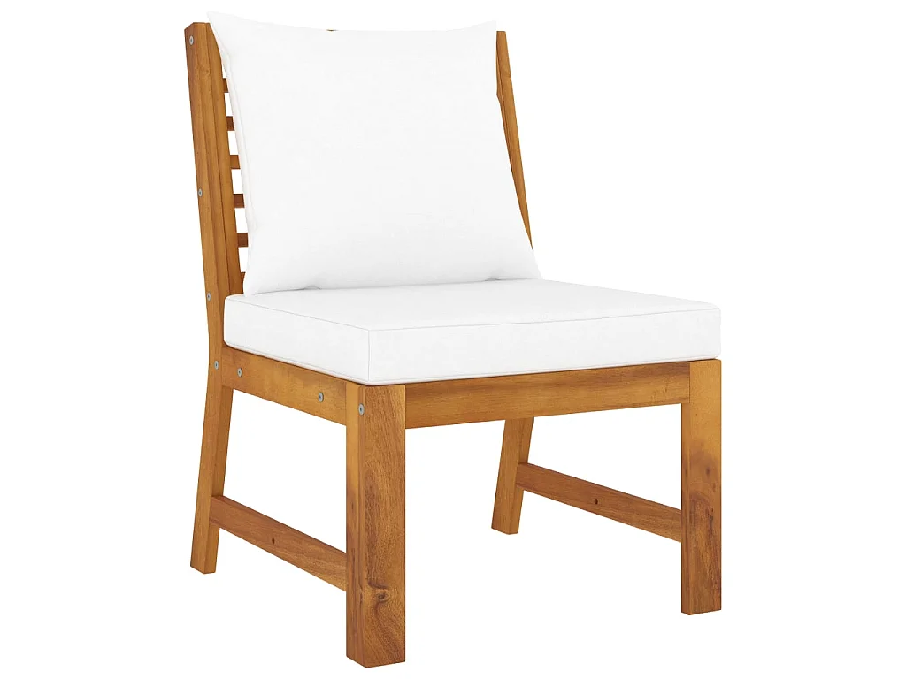 Salon de jardin 5 pcs avec coussin Crème Bois d'acacia solide 5