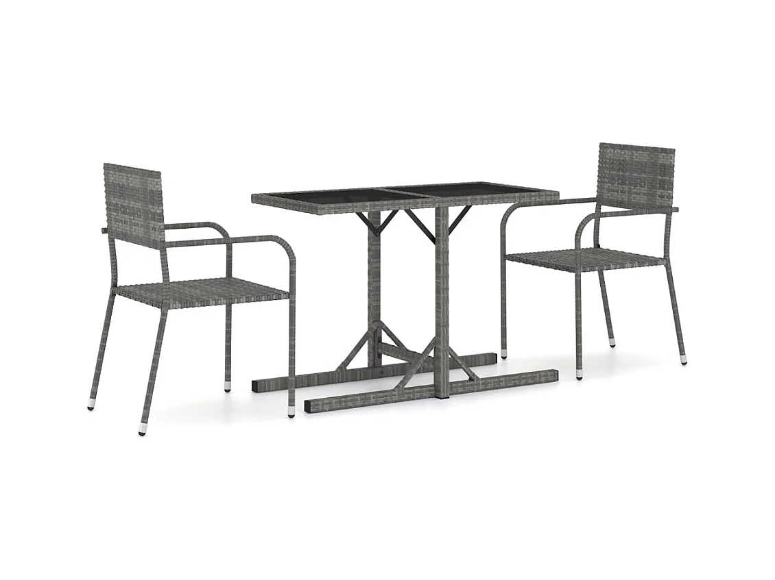 Ensemble de salle à manger de jardin 3 pcs Gris 4