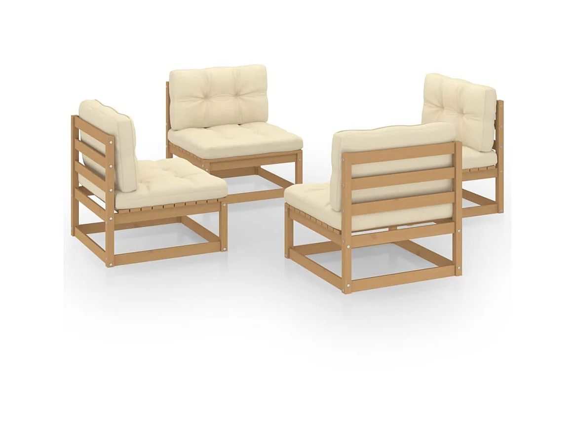 Salon de jardin 4 pcs avec coussins Bois de pin massif 17