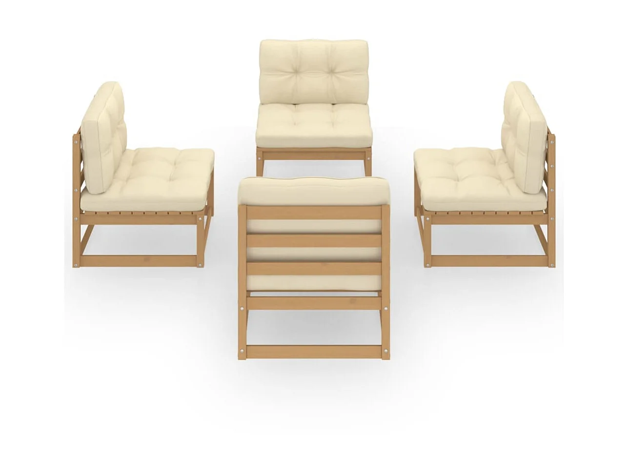 Salon de jardin 4 pcs avec coussins Bois de pin massif 17