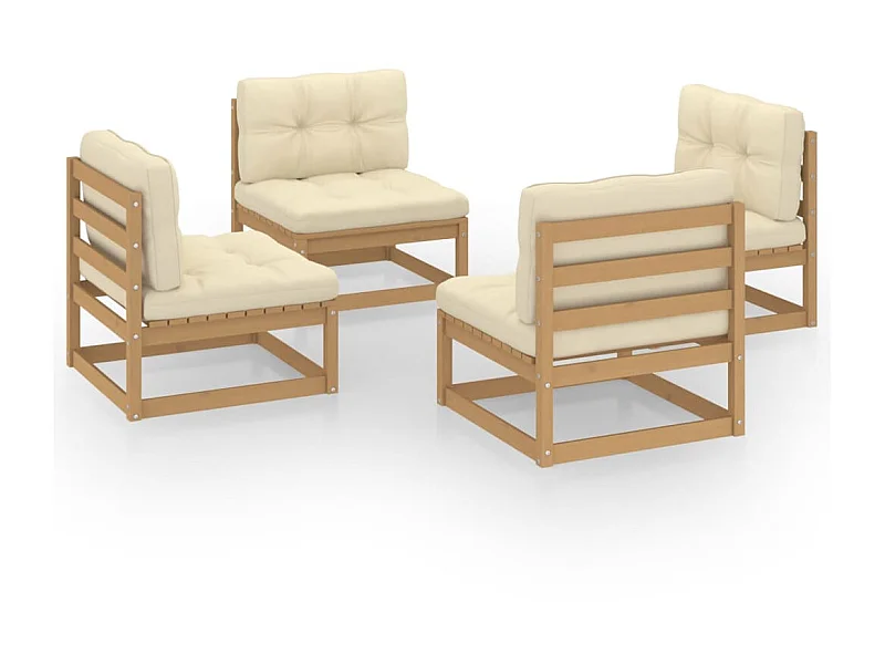 Salon de jardin 4 pcs avec coussins Bois de pin massif 17