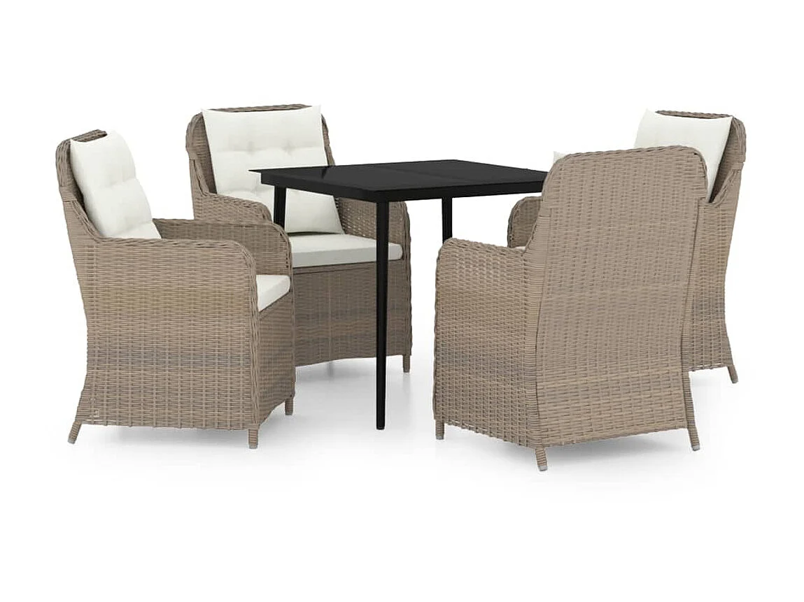 Ensemble de salle à manger de jardin 5 pcs Marron 9