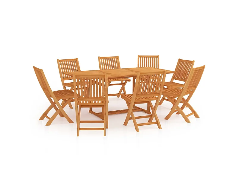 Ensemble de salle à manger de jardin 9 pcs Bois de teck massif 5